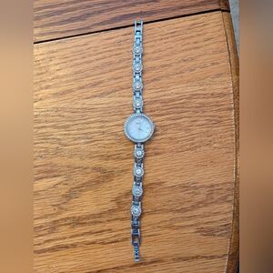 Badgley Mischka Silver Watch with Crystal Accents
